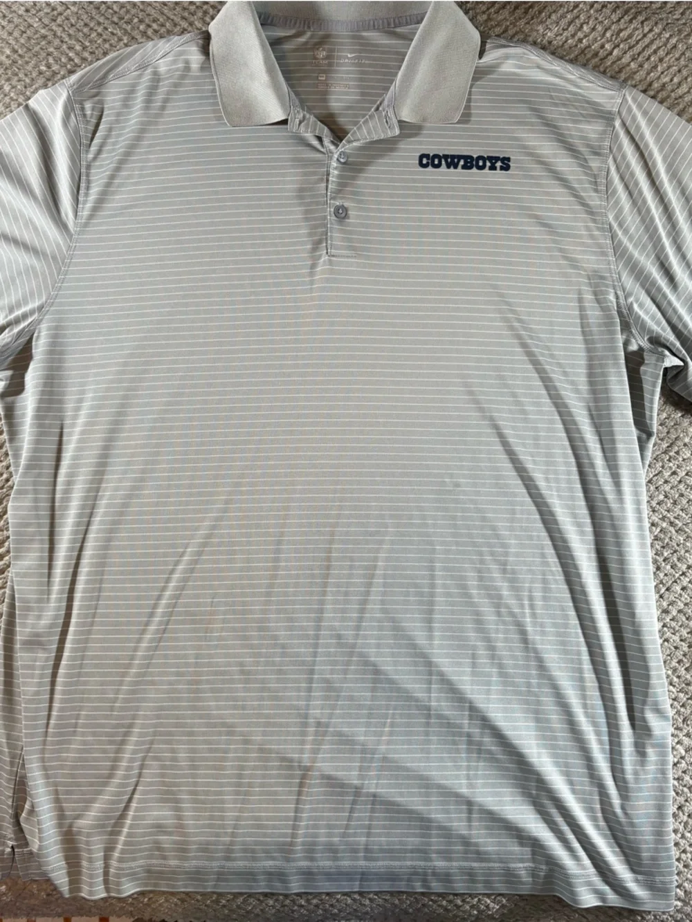 Dallas Cowboys Nike Dri-Fit Men's XXL Gray Pinstripe Polo Shirt - Picture 2 of 7